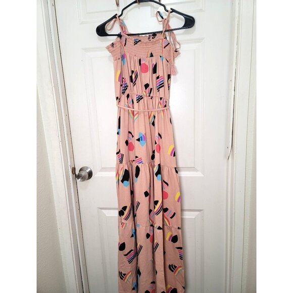 Target Bohemian Maxi Dress Abstract Pattern & Smocked Bodice Size M - Picture 3 of 11